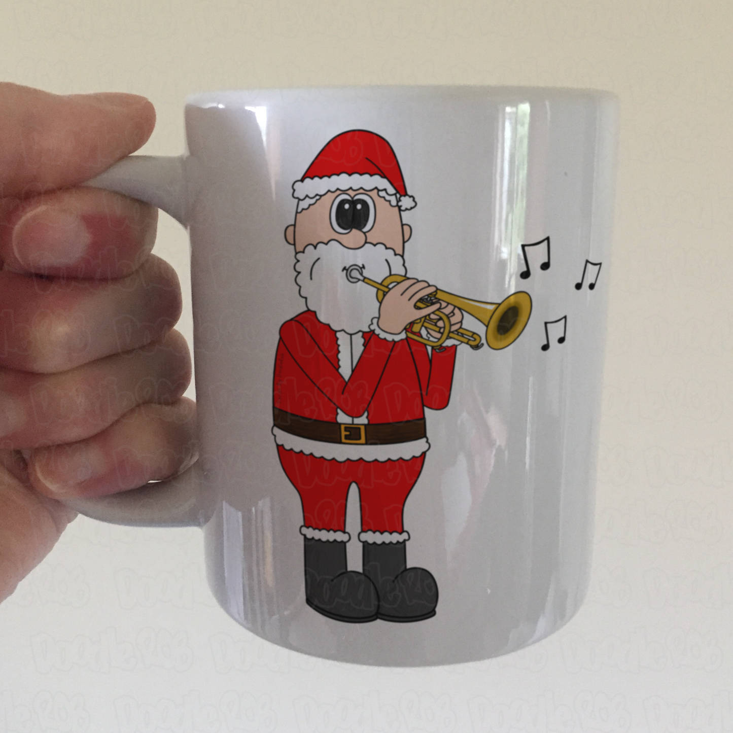 Cornet Christmas Mug - Santa Playing Cornet - Gift For Cornetist - Brass Musician Xmas Gift