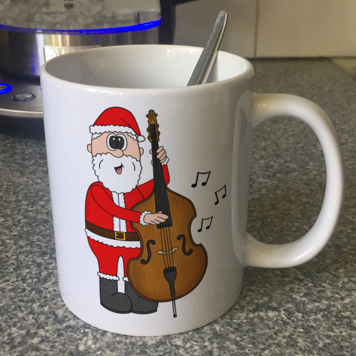 Double Bass Christmas Mug - Santa Playing Double Bass - Xmas Gift For Bassist - Jazz Musician Gift