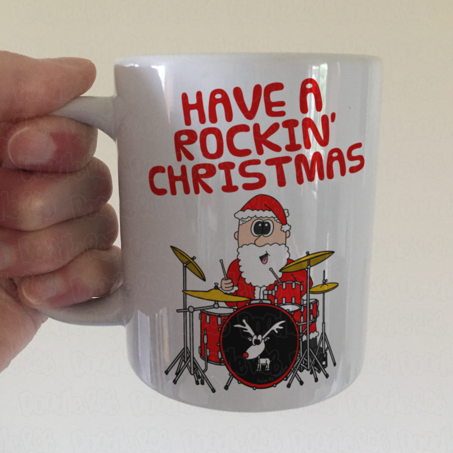 Drummer Christmas Mug - Santa Playing Drums - Drum Teacher Xmas Gift