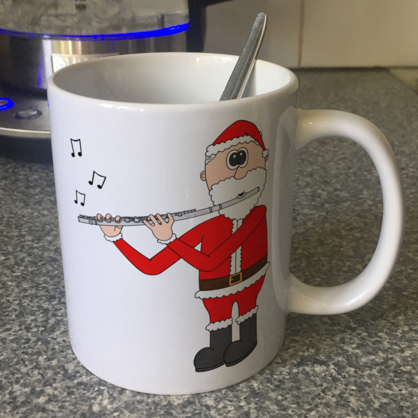 Flute Christmas Mug - Santa Playing Flute - Gift For Flautist -  Woodwind Musician Xmas Gift