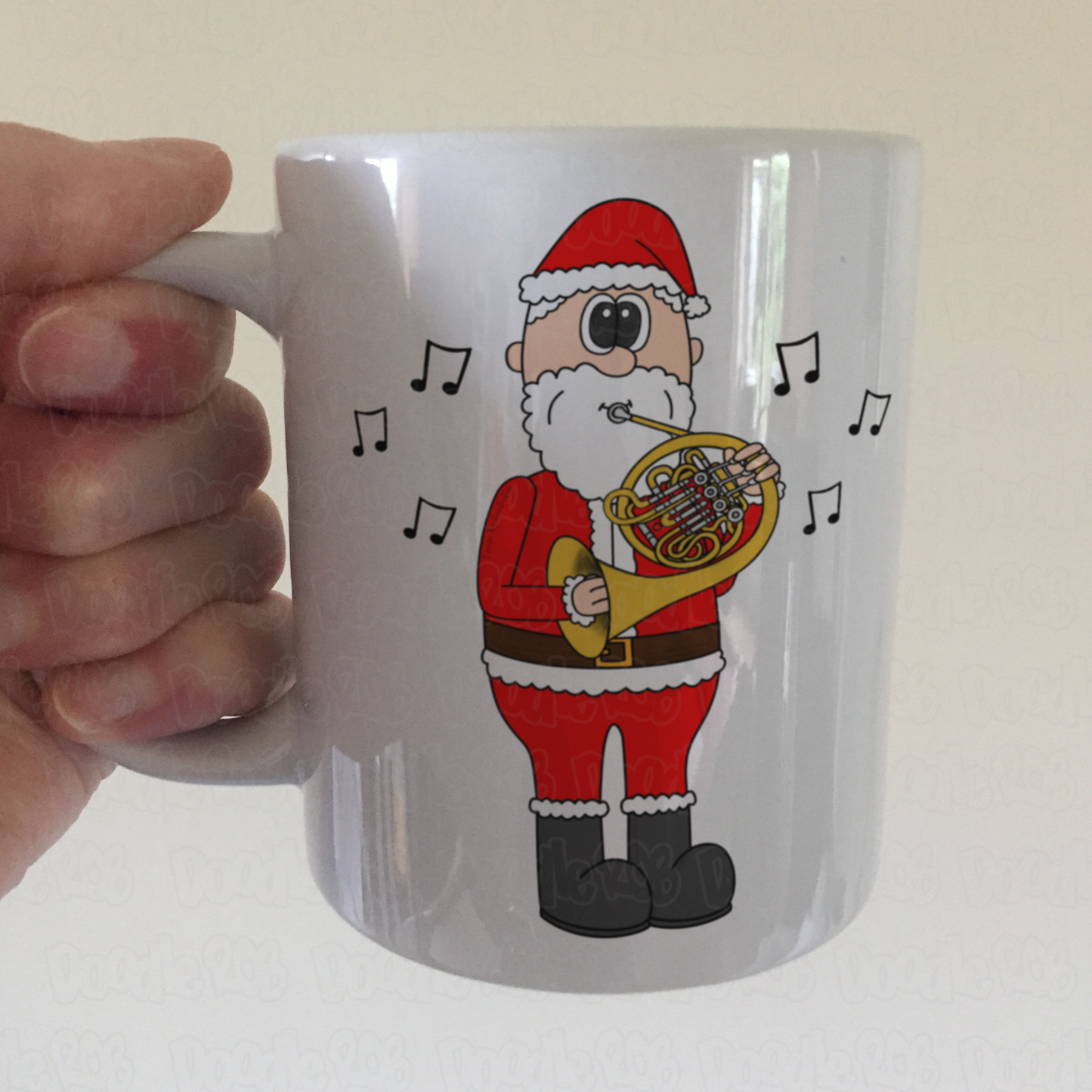 French Horn Christmas Mug - Santa Playing French Horn - Brass Teacher Xmas Gift
