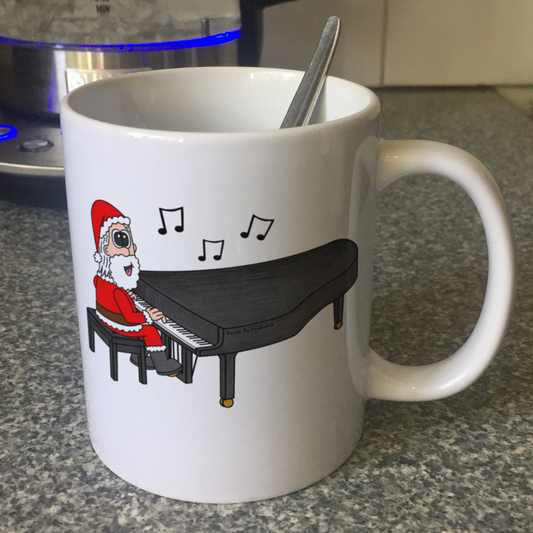 Santa Playing Piano Christmas Mug - Pianist Christmas Gift - Xmas Gift For Piano Teacher