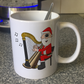 Harp Christmas Mug - Santa Playing Harp - Gift For Harpist - Harp Teacher Xmas Gift