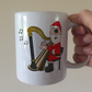 Harp Christmas Mug - Santa Playing Harp - Gift For Harpist - Harp Teacher Xmas Gift