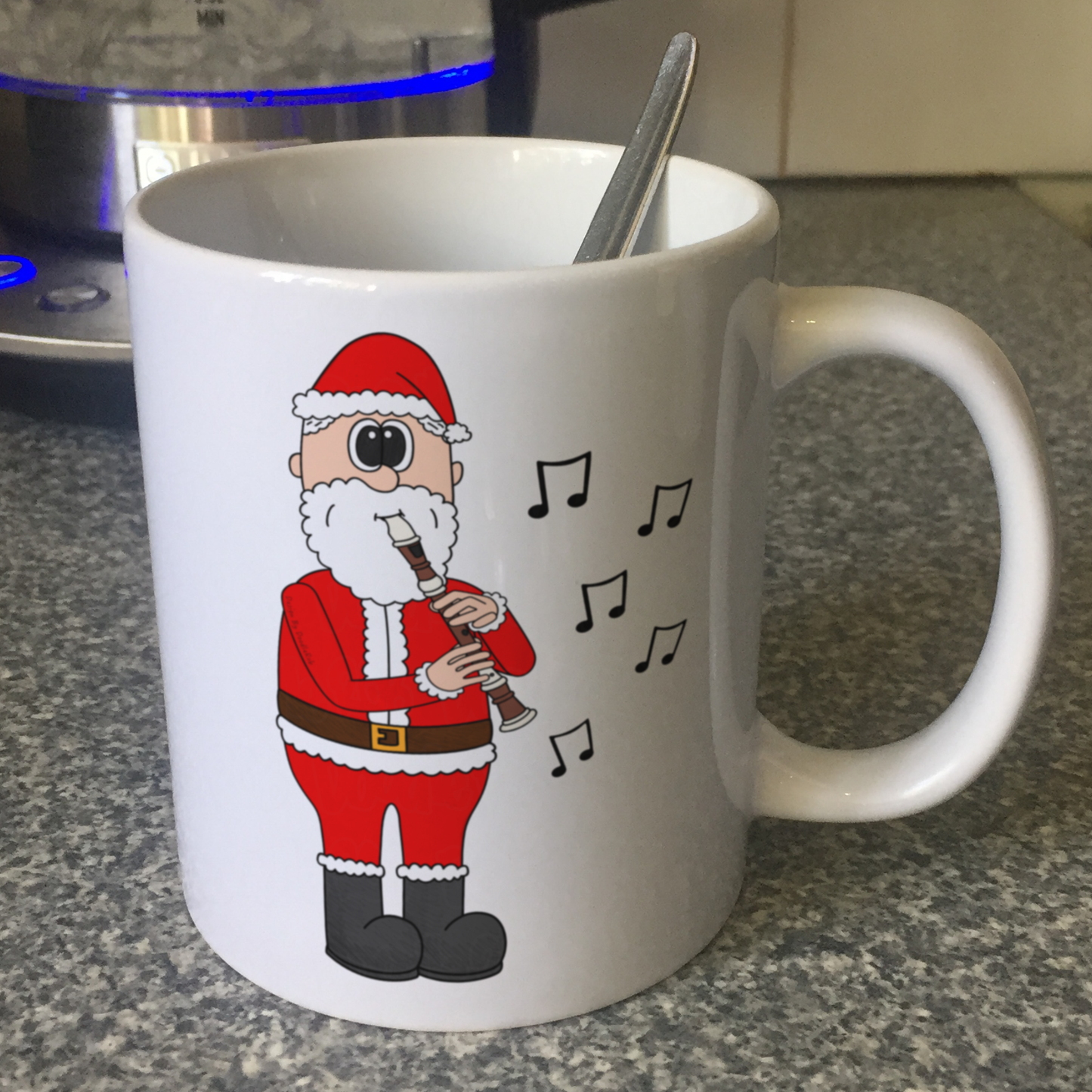 Recorderist Christmas Mug - Santa Playing Recorder -  School Music Teacher Xmas Gift