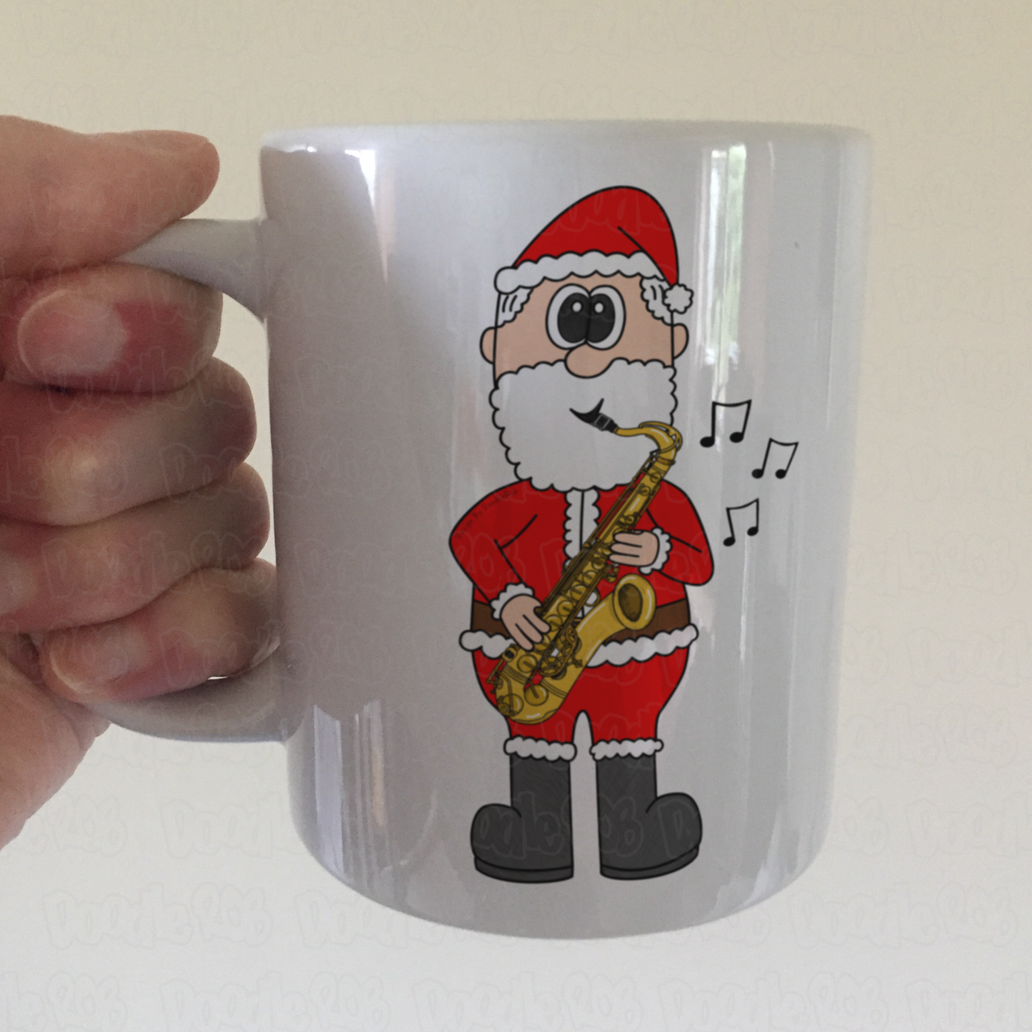 Sax Player Christmas Mug - Santa Playing Saxophone - Funny Saxophonist Mug - Sax Teacher Xmas Gift