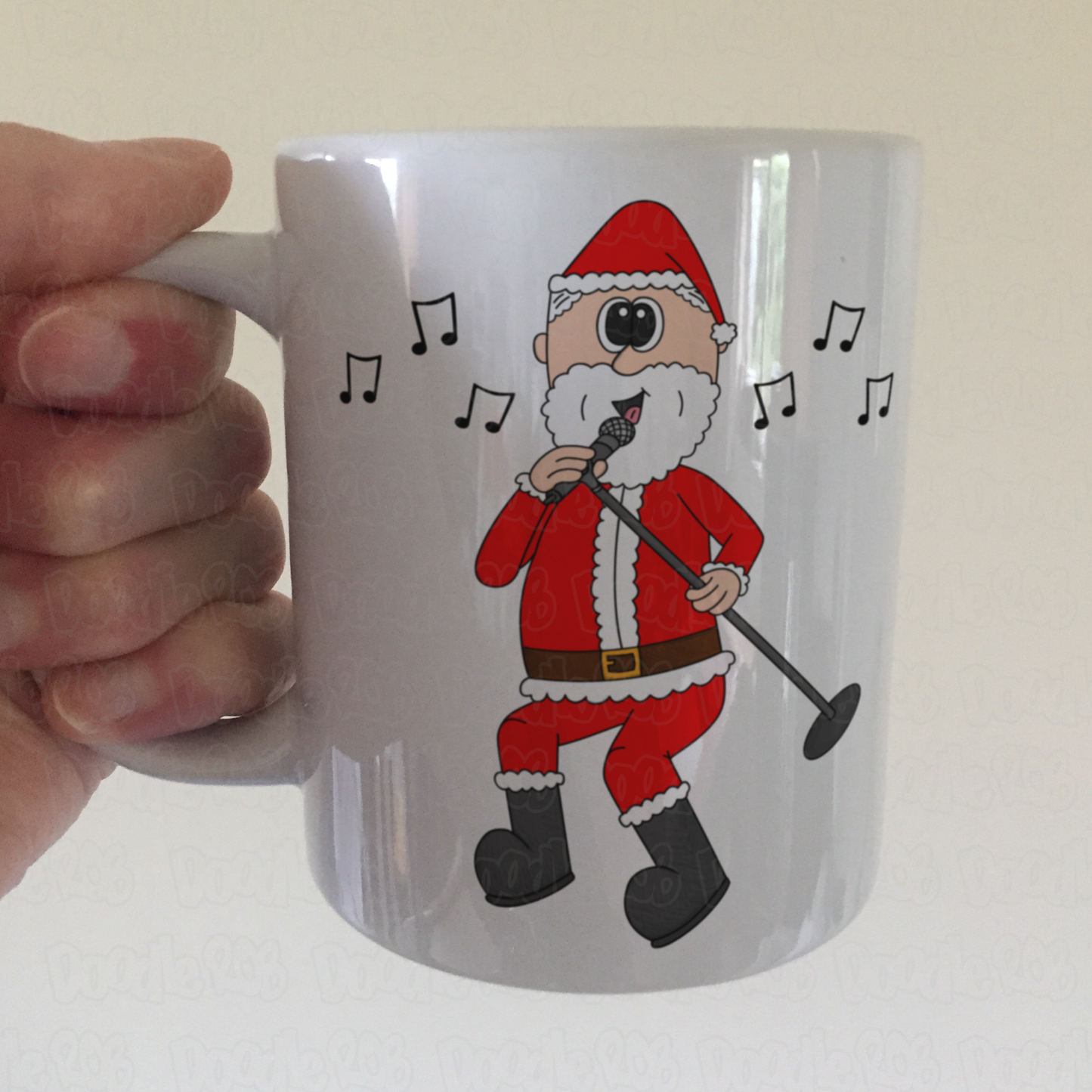 Singer Christmas Mug - Santa Singing With A Microphone - Music Teacher Xmas Gift