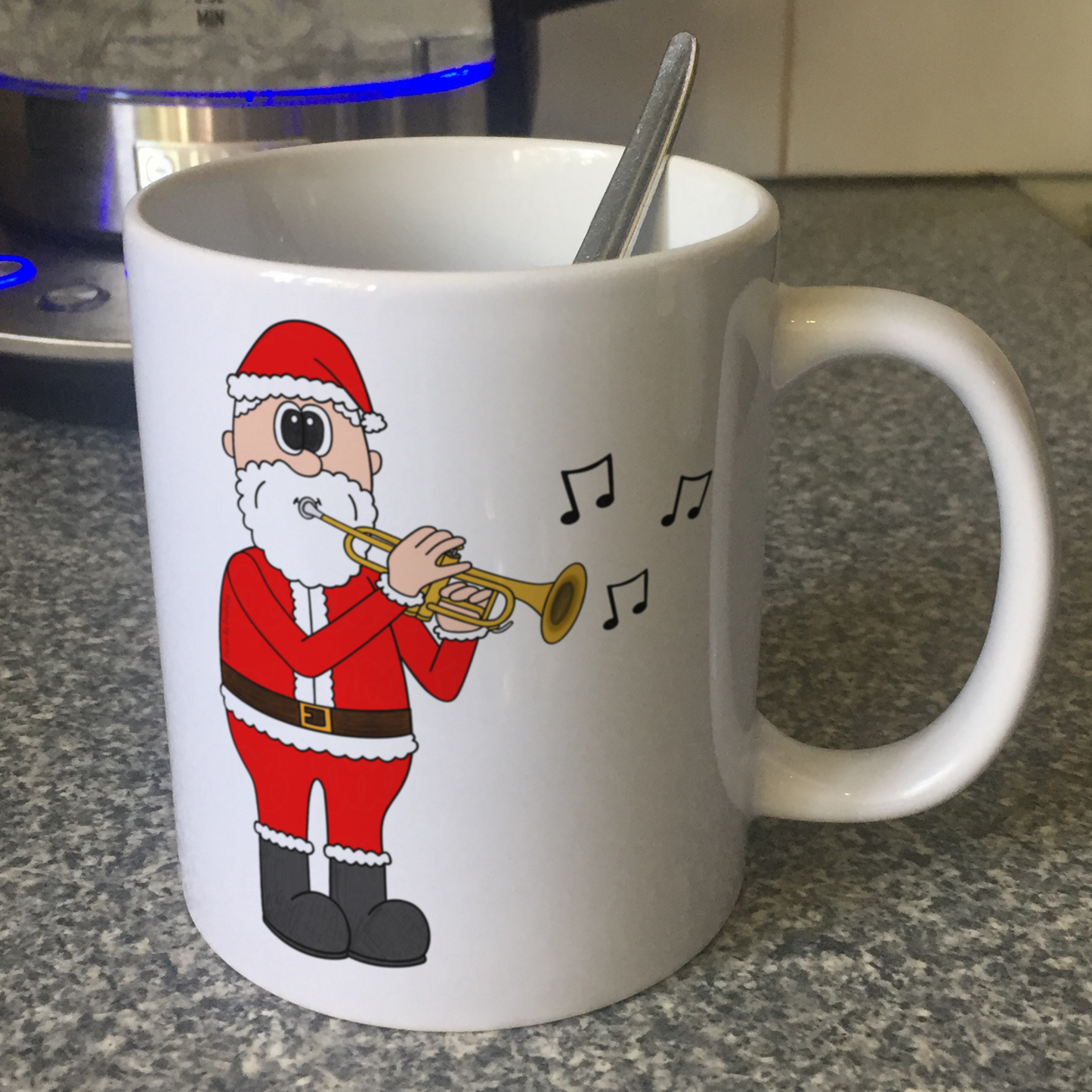 Santa Playing Trumpet Christmas Mug - Gift For Trumpeter - Brass Musician Xmas Gift