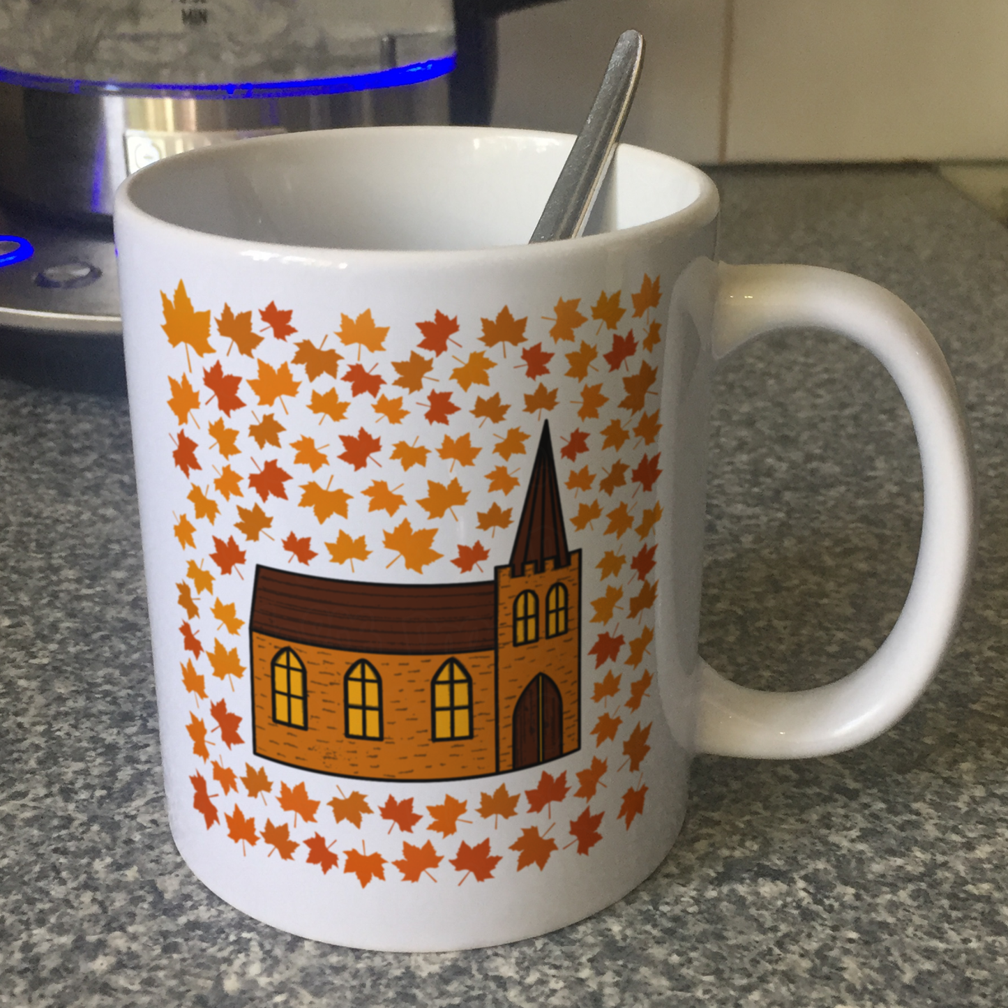 Church Autumn Mug (Leaves) - Fall Christian Mug - Thanksgiving Gift For Minister