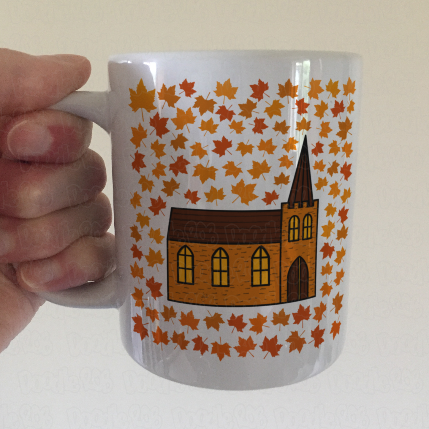 Church Autumn Mug (Leaves) - Fall Christian Mug - Thanksgiving Gift For Minister
