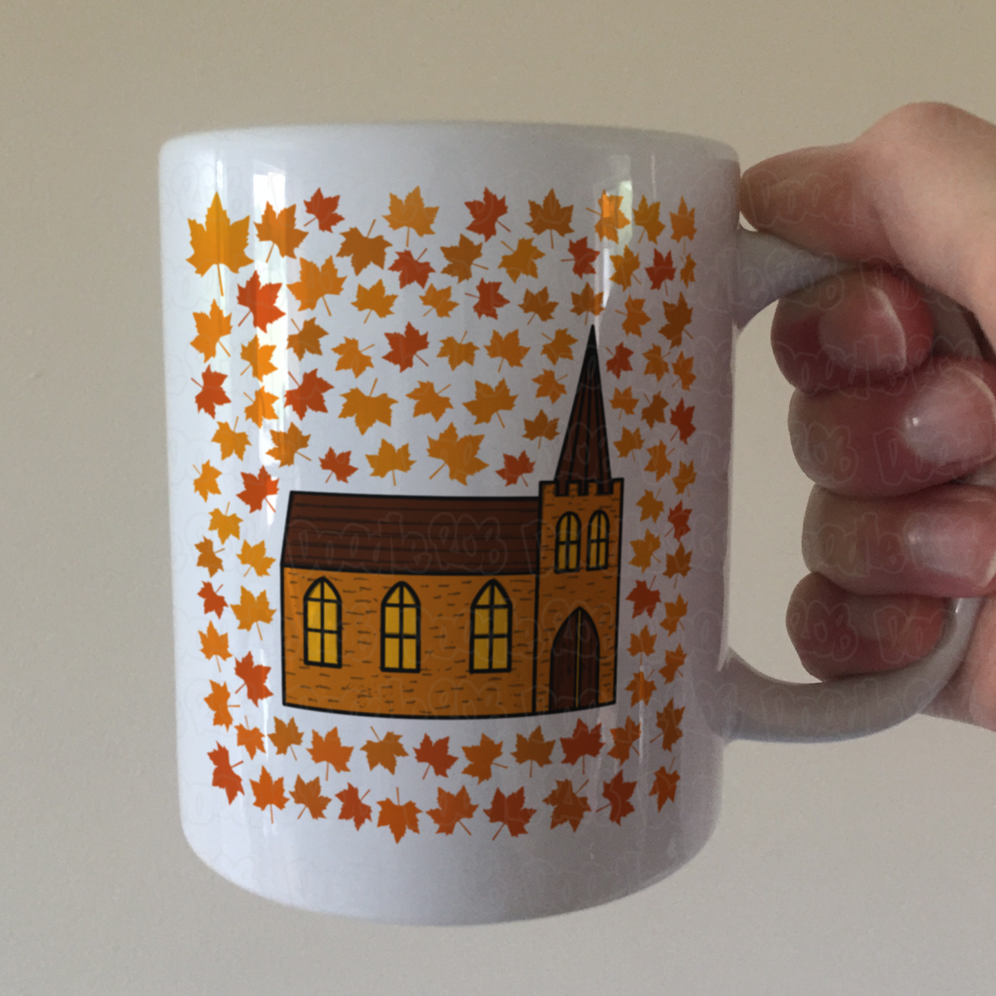 Church Autumn Mug (Leaves) - Fall Christian Mug - Thanksgiving Gift For Minister