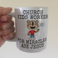 Church Kids Worker Mug - For Miracles, Ask Jesus - Funny Christian Sunday School Gift