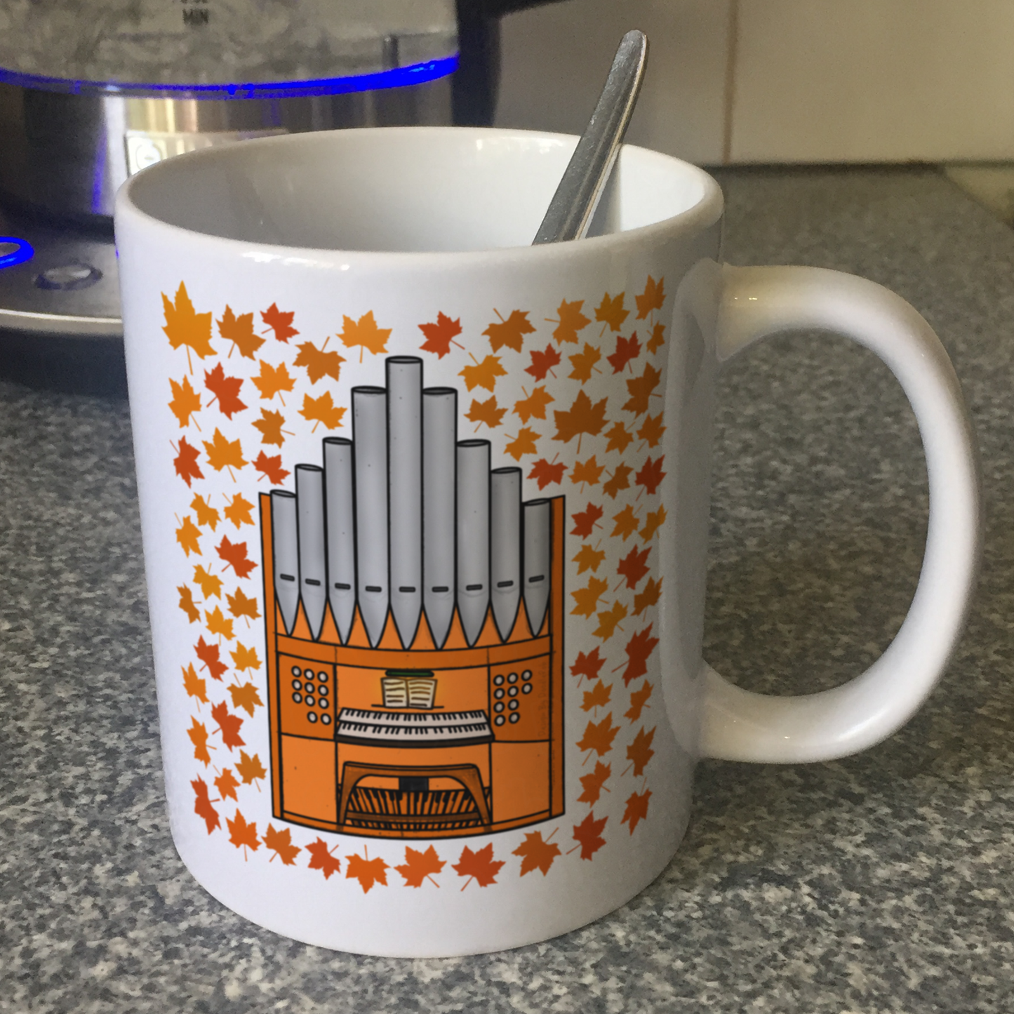 Autumn Church Organ Mug (Leaves) - Gift For Organist - Musician Gift For Fall or Thanksgiving