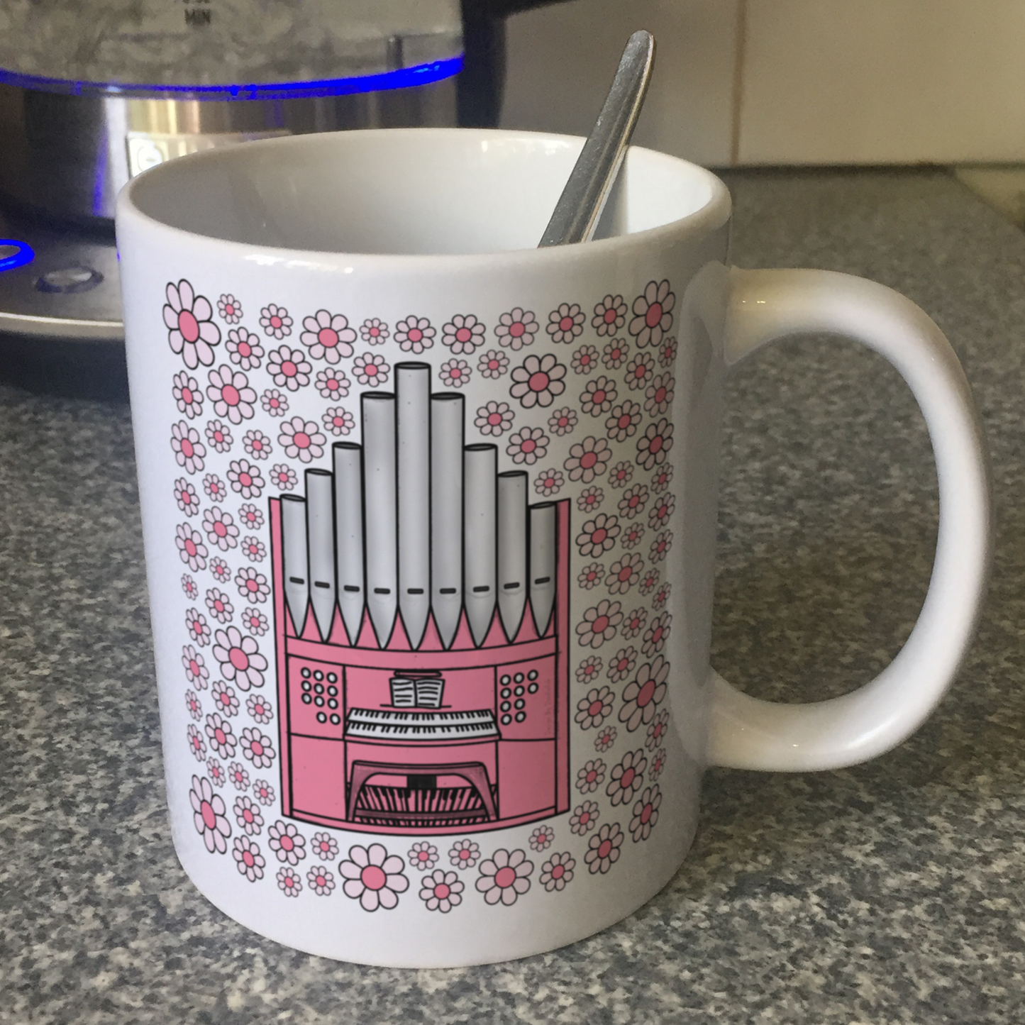 Church Organ Floral Mug (Pink Flowers) - Female Organist - Musician Gift For Girl