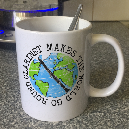 Clarinet Mug - Clarinet Makes The World Go Round - Gift For Clarinetist - Clarinet Teacher Mug