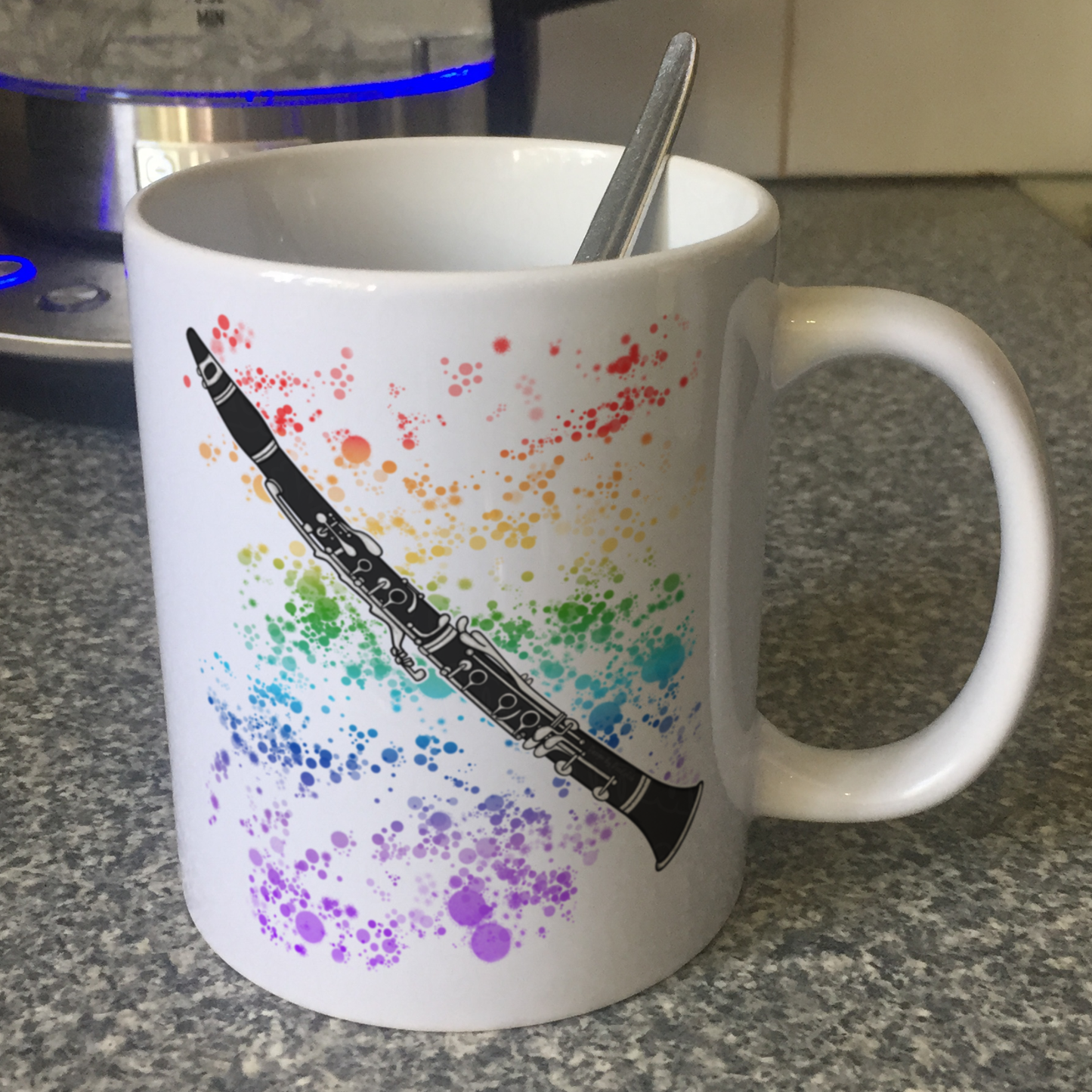 Clarinet Paint Rainbow Mug - Gift For Clarinetist - Clarinet Teacher Mug - Woodwind Musician Gift