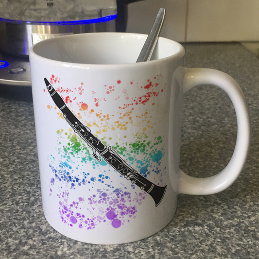 Clarinet Paint Rainbow Mug - Gift For Clarinetist - Clarinet Teacher Mug - Woodwind Musician Gift