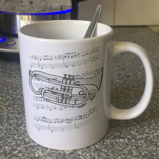 Cornet Music Notation Mug - Gift For Cornetist - Brass Musician Gift