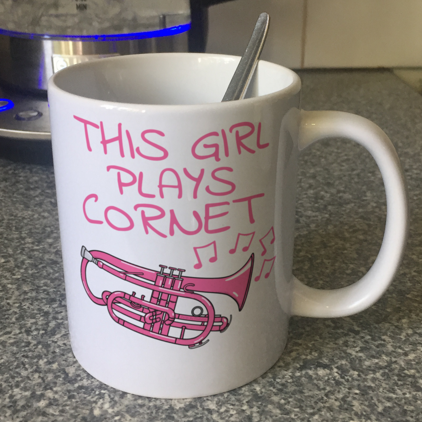 Pink Cornet Mug - This Girl Plays Cornet - Female Cornetist - Brass Musician Gift For Her