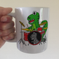 Dinosaur Drummer Mug - T-Rex Playing Drums - Drum Teacher Gift