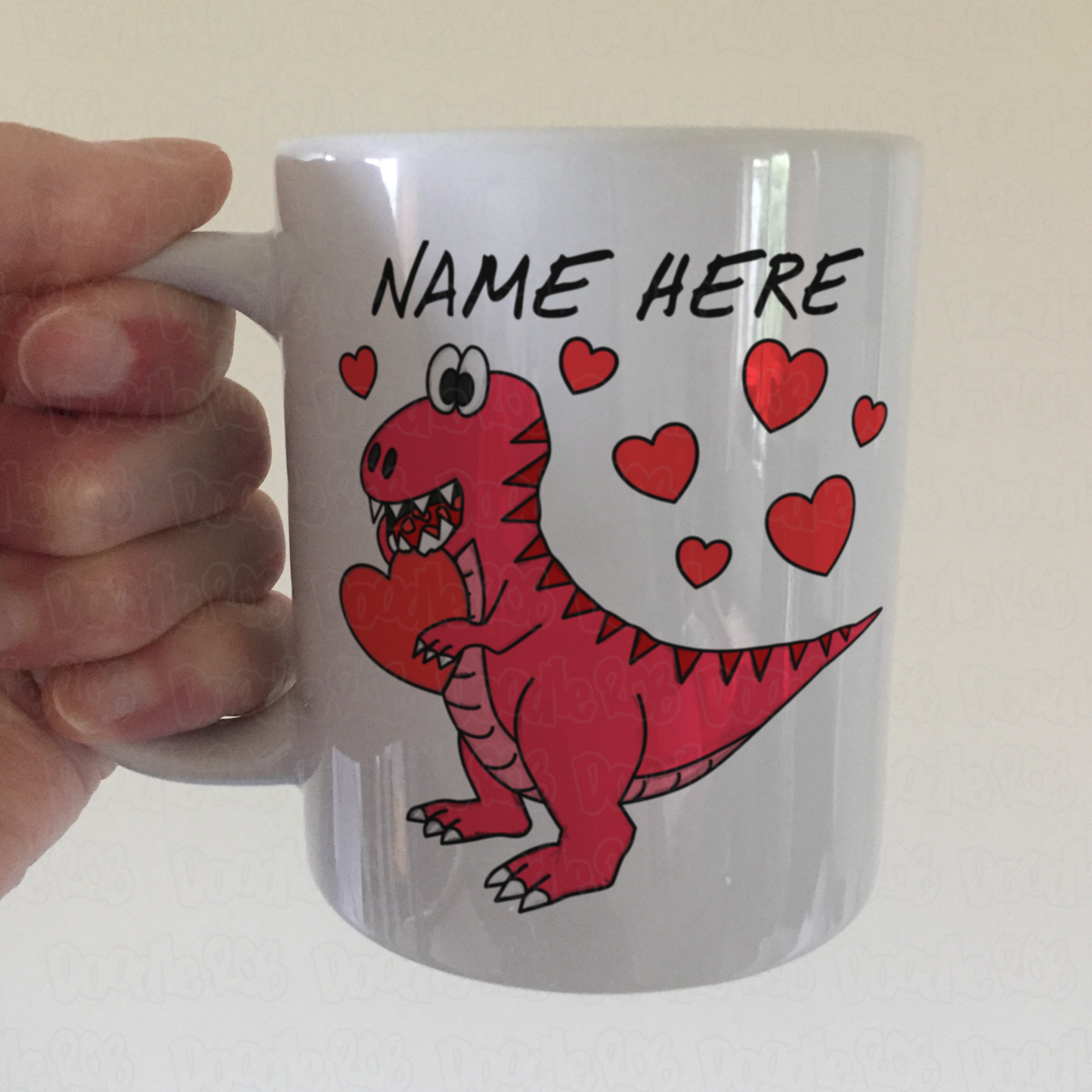 Dinosaur Valentines Personalised Mug - Custom Dinosaur Anniversary Gift - T-Rex Valentines Gift For Boy