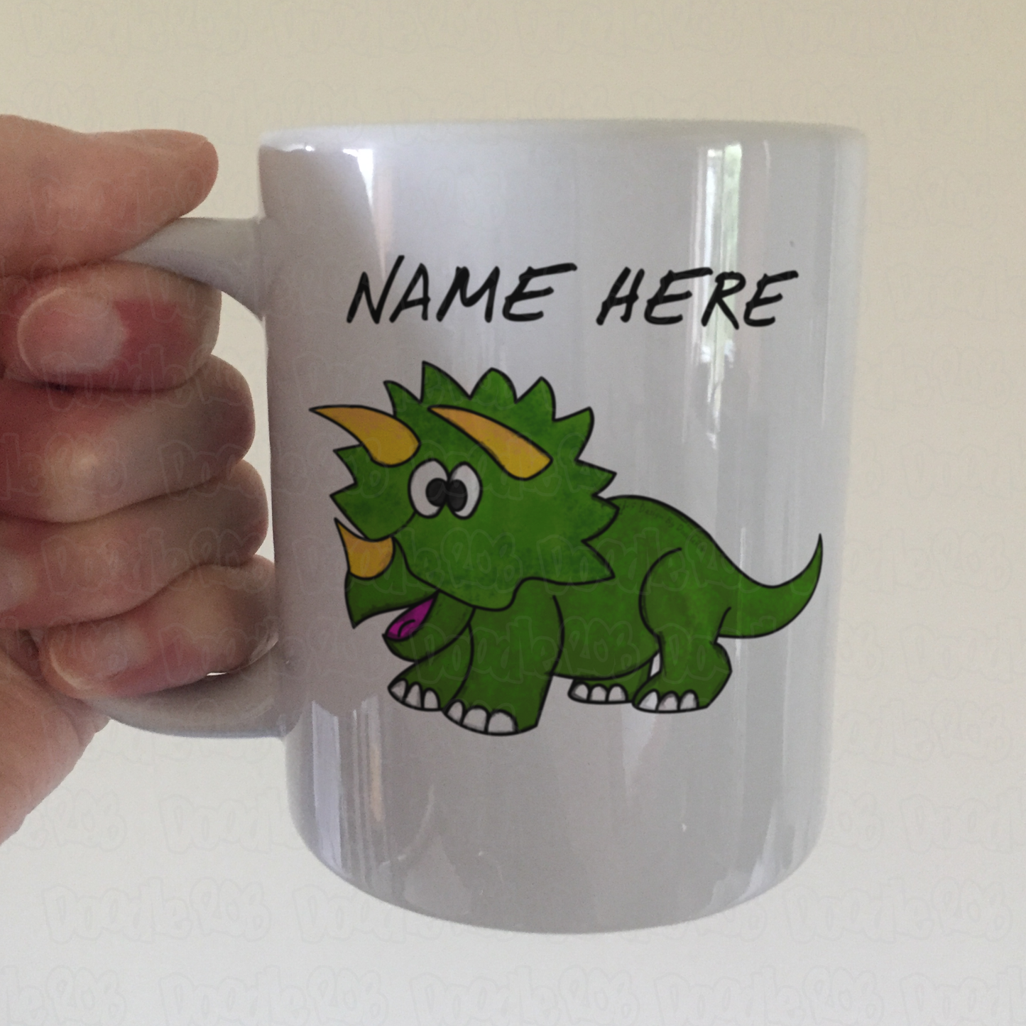 Dinosaur Personalised Mug - Triceratops Mug - Custom Dinosaur Gift For Boy