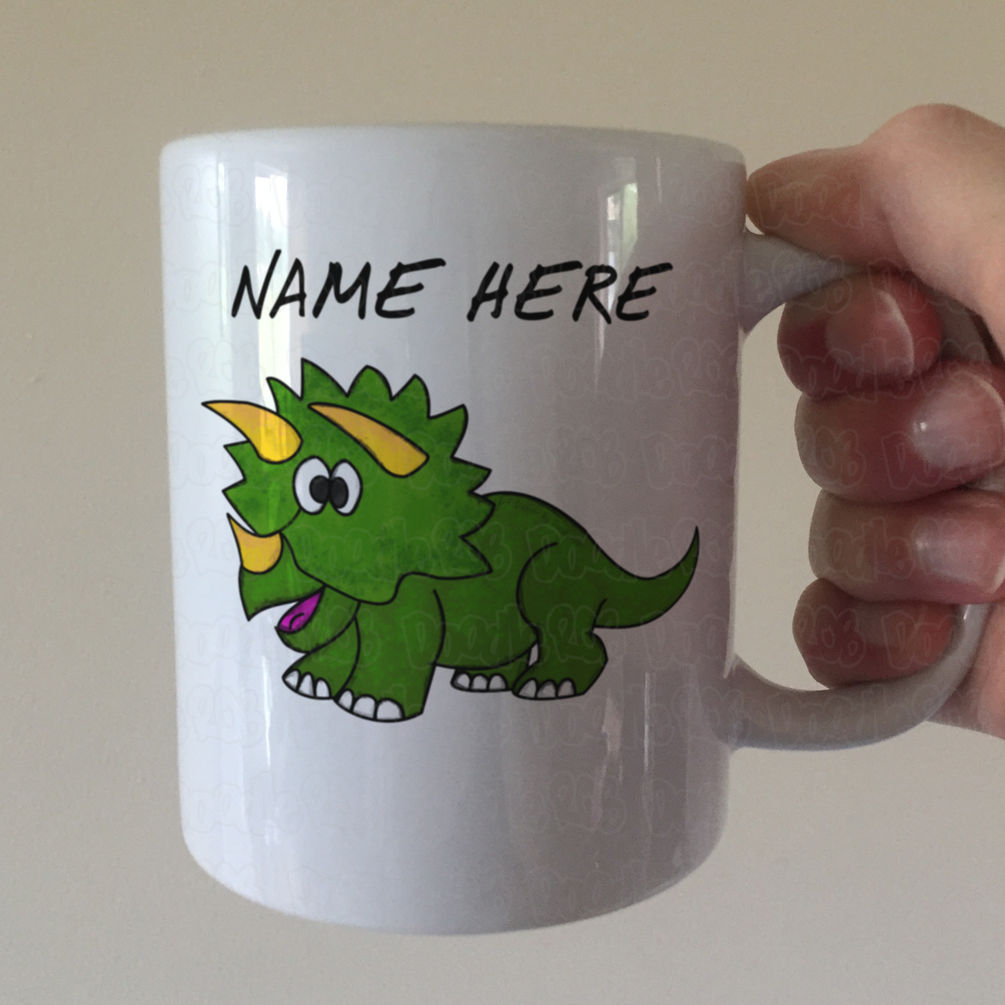 Dinosaur Personalised Mug - Triceratops Mug - Custom Dinosaur Gift For Boy