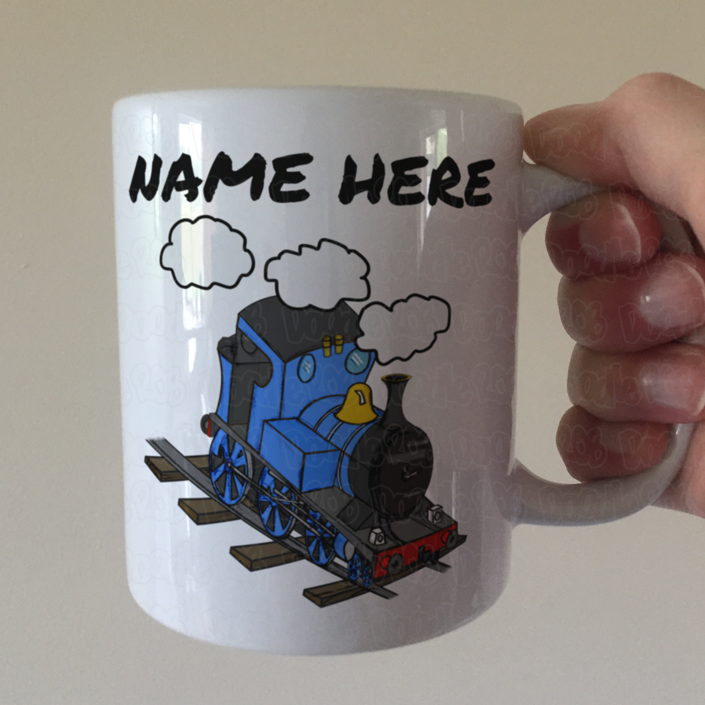 Steam Train Personalised Mug (Blue) - Custom Railway Gift