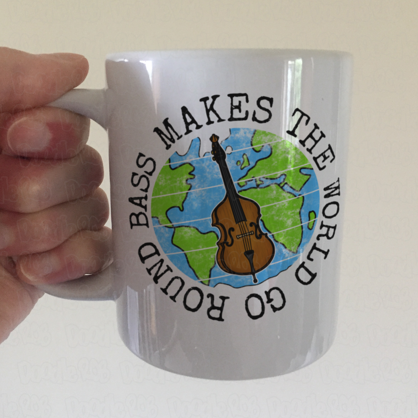 Double Bass Mug - Bass Makes The World Go Round - Gift For Bassist - Jazz Musician Gift