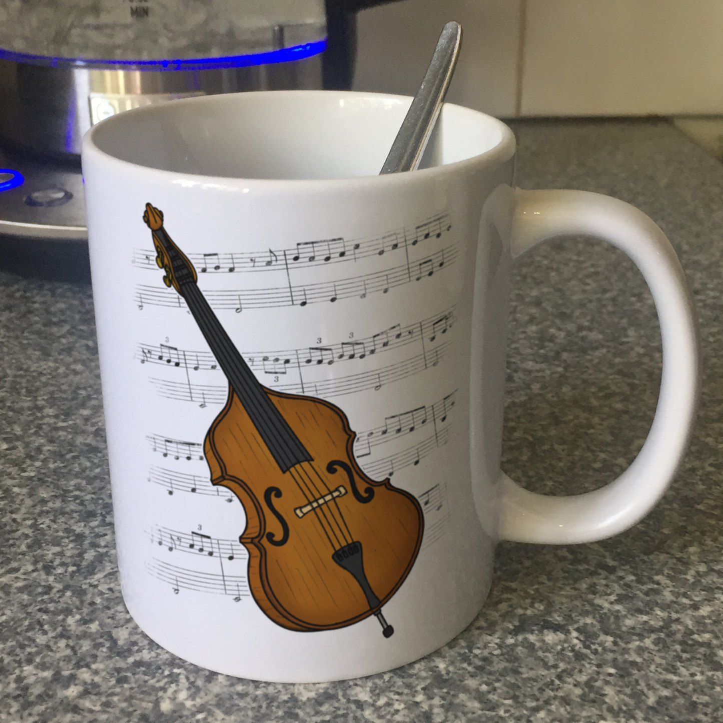 Double Bass Music Notation Mug (Colour) - Gift For Bassist - Jazz Musician Gift
