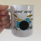 Drummer Custom Mug (Blue) - Personalised Drummer Mug - Gift For Drum Teacher