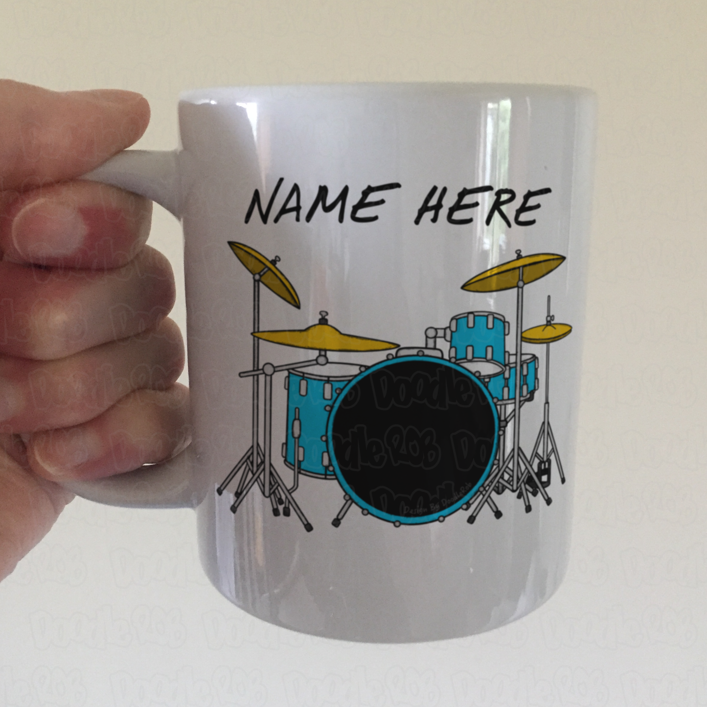 Drummer Custom Mug (Blue) - Personalised Drummer Mug - Gift For Drum Teacher