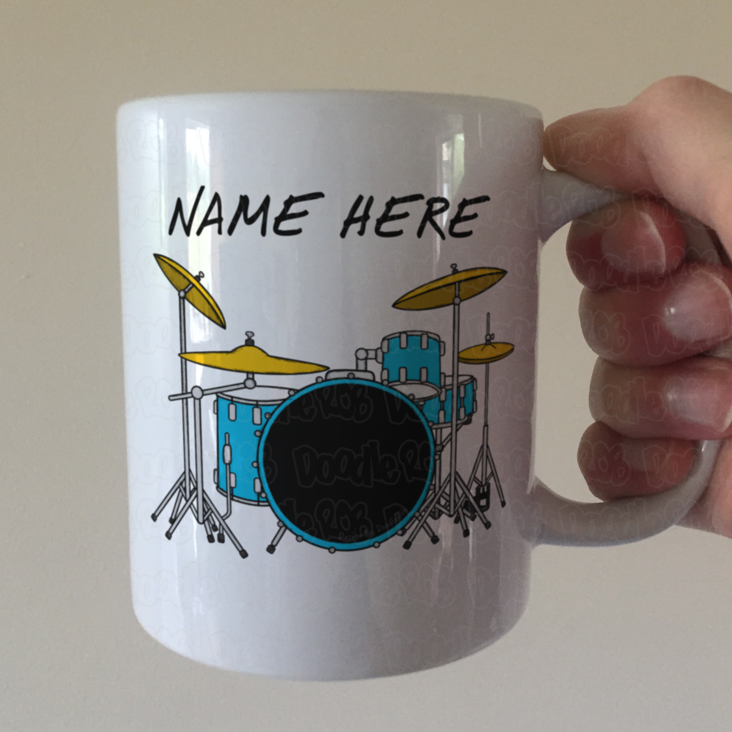 Drummer Custom Mug (Blue) - Personalised Drummer Mug - Gift For Drum Teacher