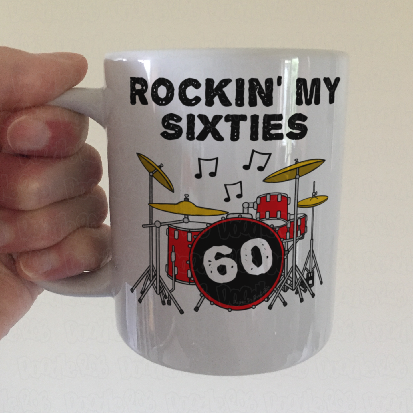 60th Birthday Drummer Mug - Rockin' My Sixties - Gift For 60 Year Old - Drum Teacher Mug