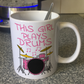 Girl's Drummer Mug - This Girl Plays Drums - Female Drummer Gift - Pink Drum Kit Gift For Girl