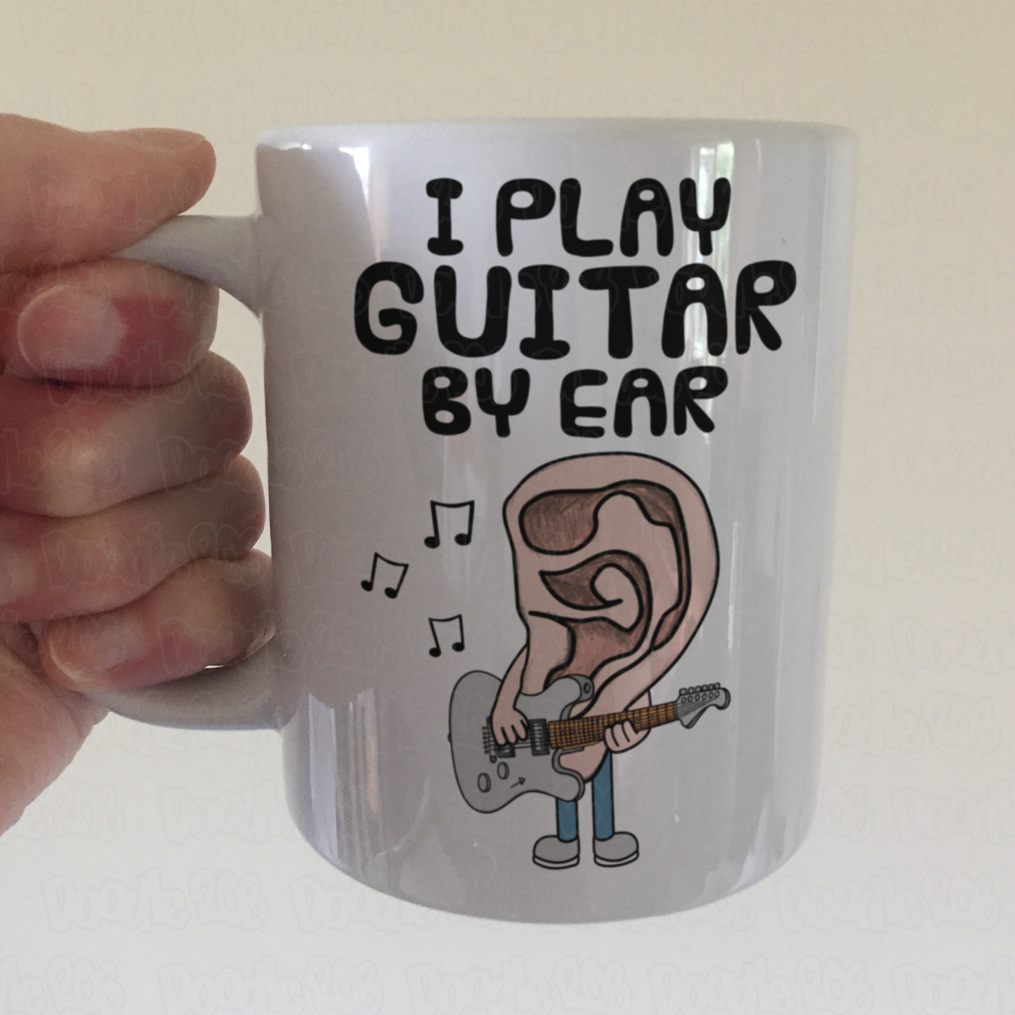 Funny Electric Guitar Mug - I Play Guitar By Ear - Electric Guitarist Gift