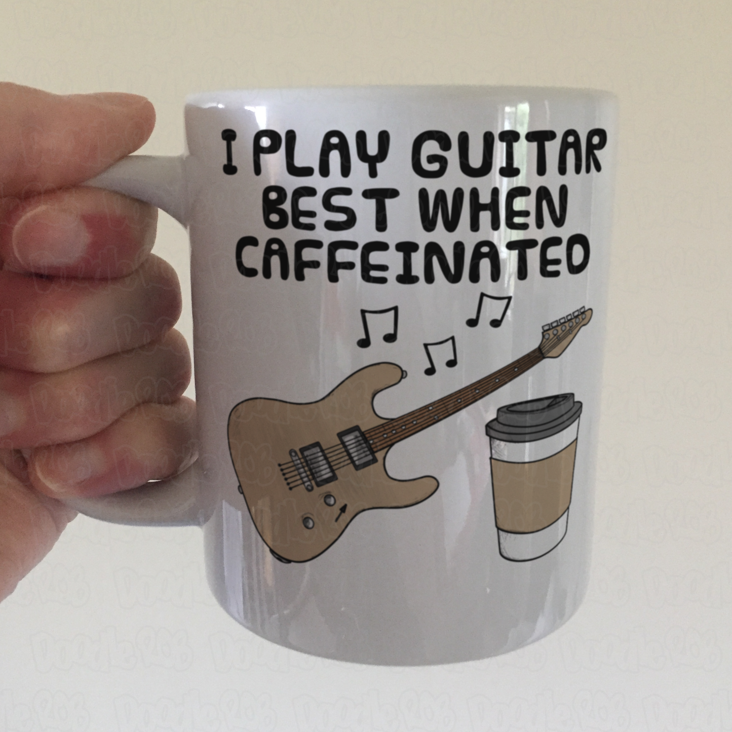 Electric Guitar Coffee Mug - I Play Guitar Best When Caffeinated - Guitarist Musician Gift