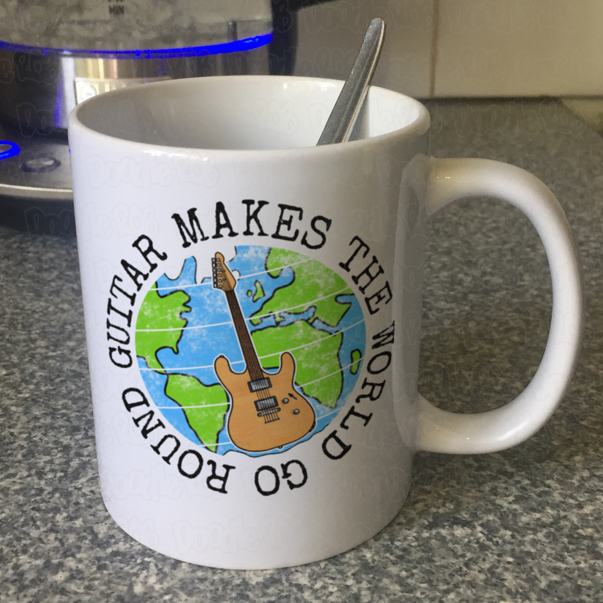 Electric Guitar Mug - Guitar Makes The World Go Round - Guitarist Gift - Guitar Teacher Mug