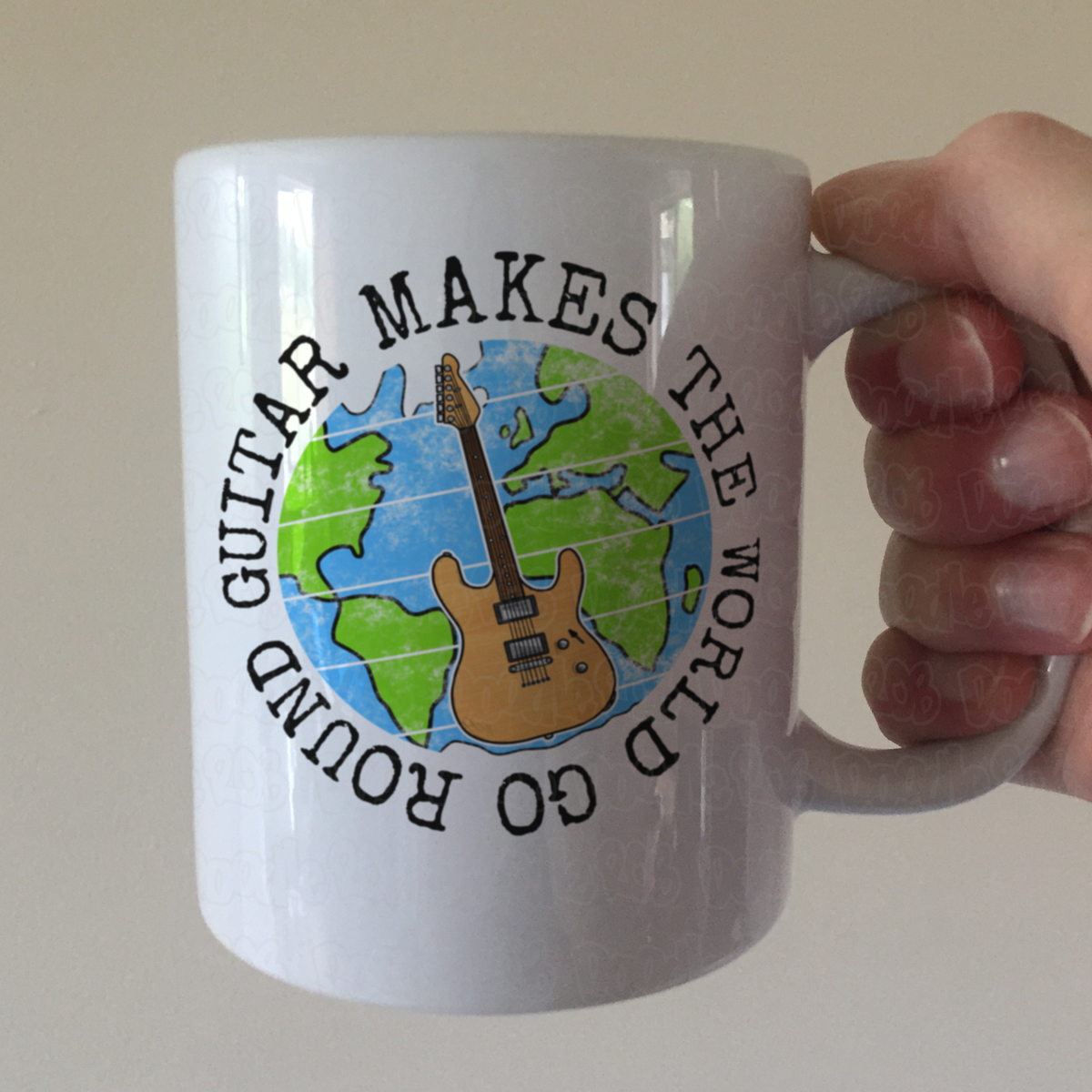 Electric Guitar Mug - Guitar Makes The World Go Round - Guitarist Gift - Guitar Teacher Mug