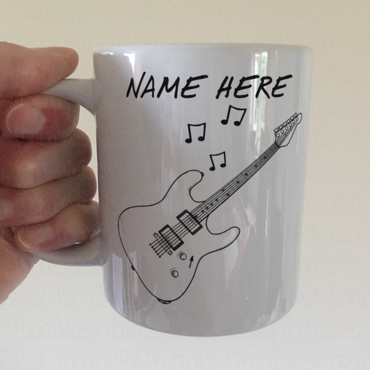 Custom Electric Guitar Mug (Outline) - Personalised Gift For Guitarist - Guitar Teacher Mug