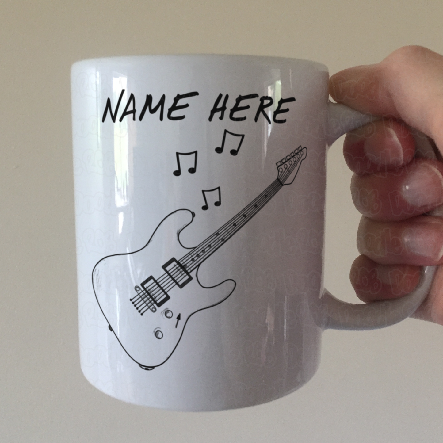 Custom Electric Guitar Mug (Outline) - Personalised Gift For Guitarist - Guitar Teacher Mug