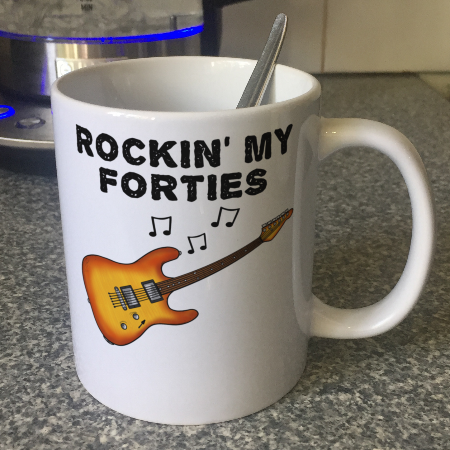 40th Birthday Guitar Mug - Rockin' My Forties - Gift For 40 Year Old - Electric Guitarist Mug