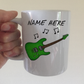 Custom Electric Guitar Mug (Green) - Personalised Guitarist Gift - Guitar Teacher Mug