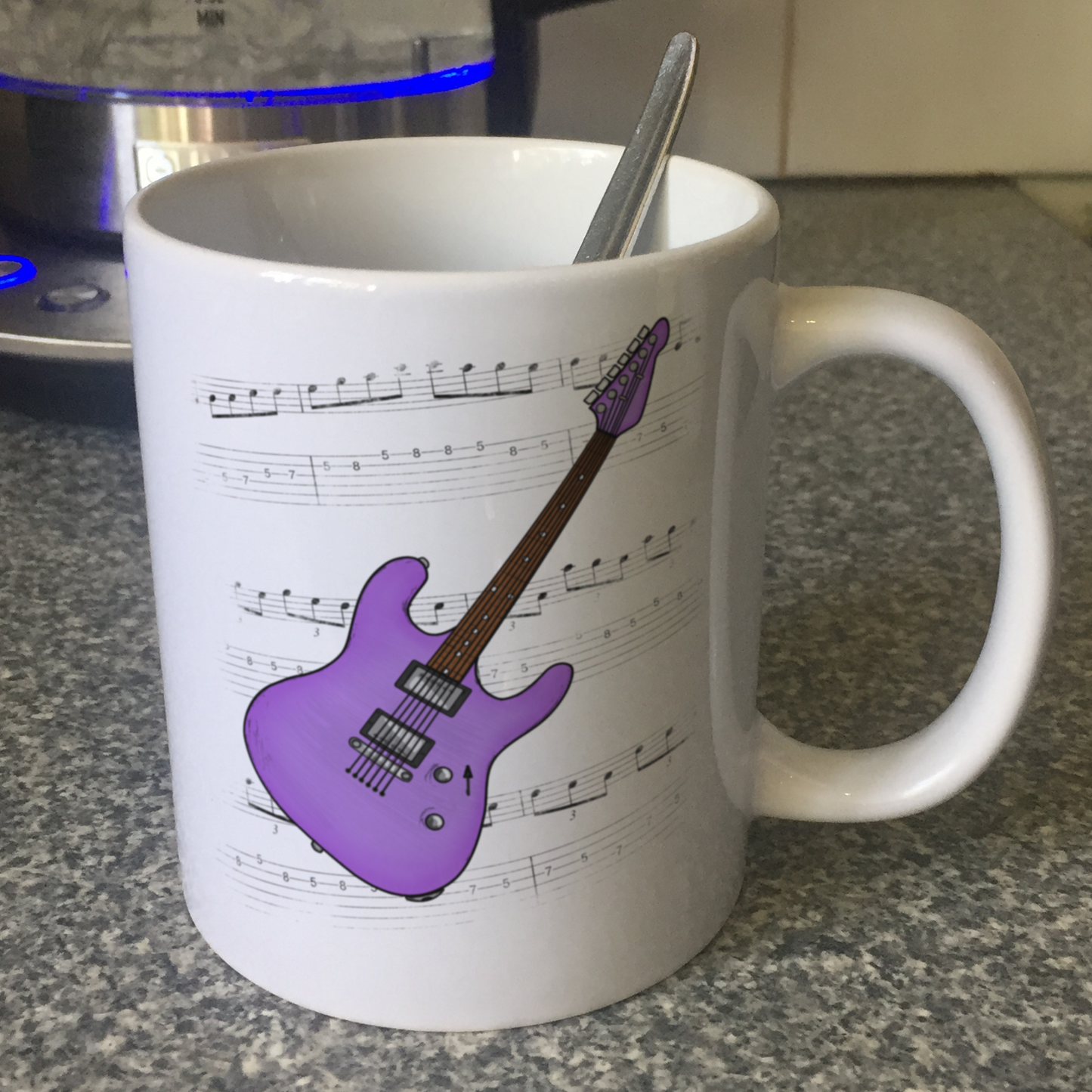Electric Guitar Notation Mug (Purple) - Guitarist Gift - Guitar Teacher Mug - Gift For Musician