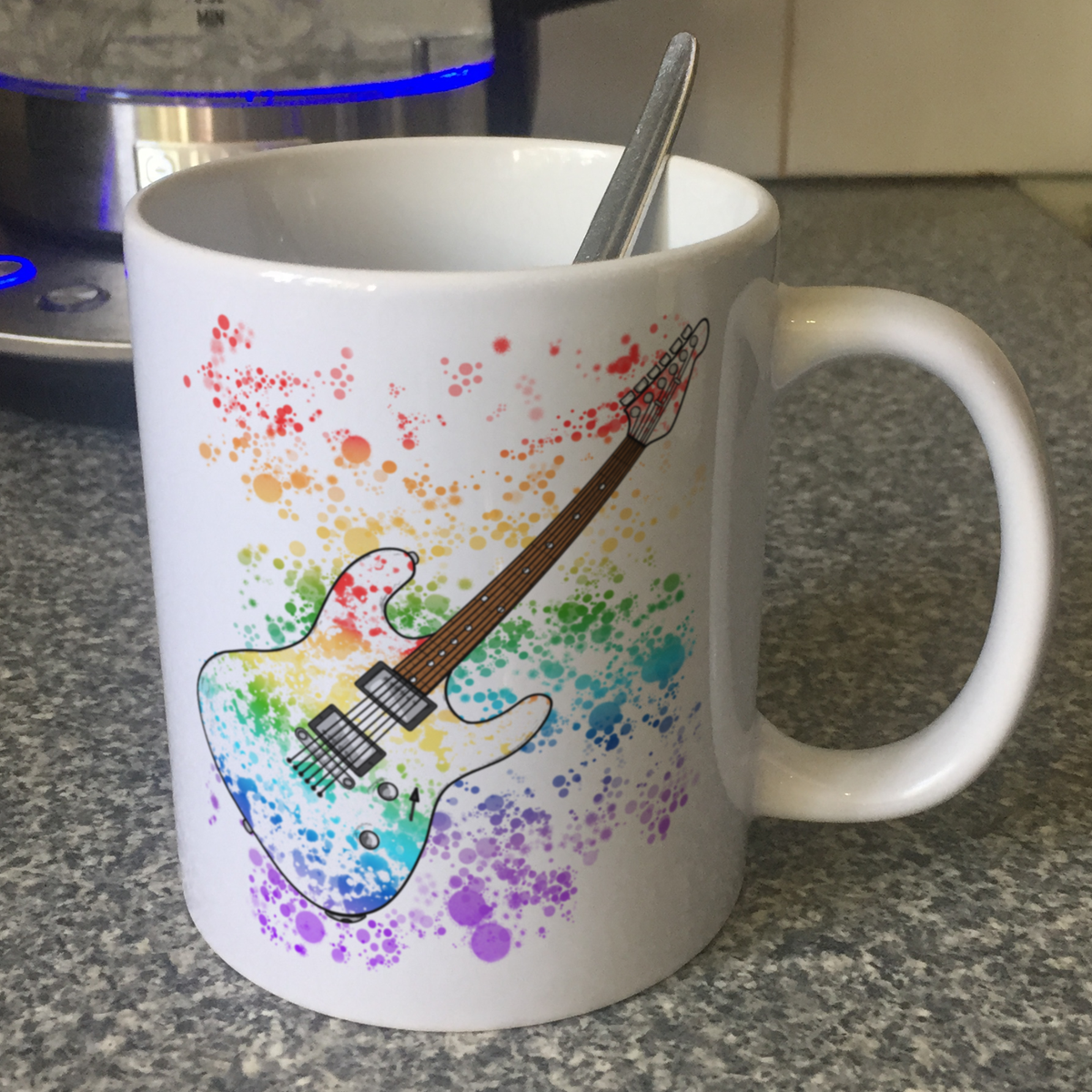 Electric Guitar Rainbow Mug - Guitarist Gift - Guitar Teacher Mug - Gift For Musician