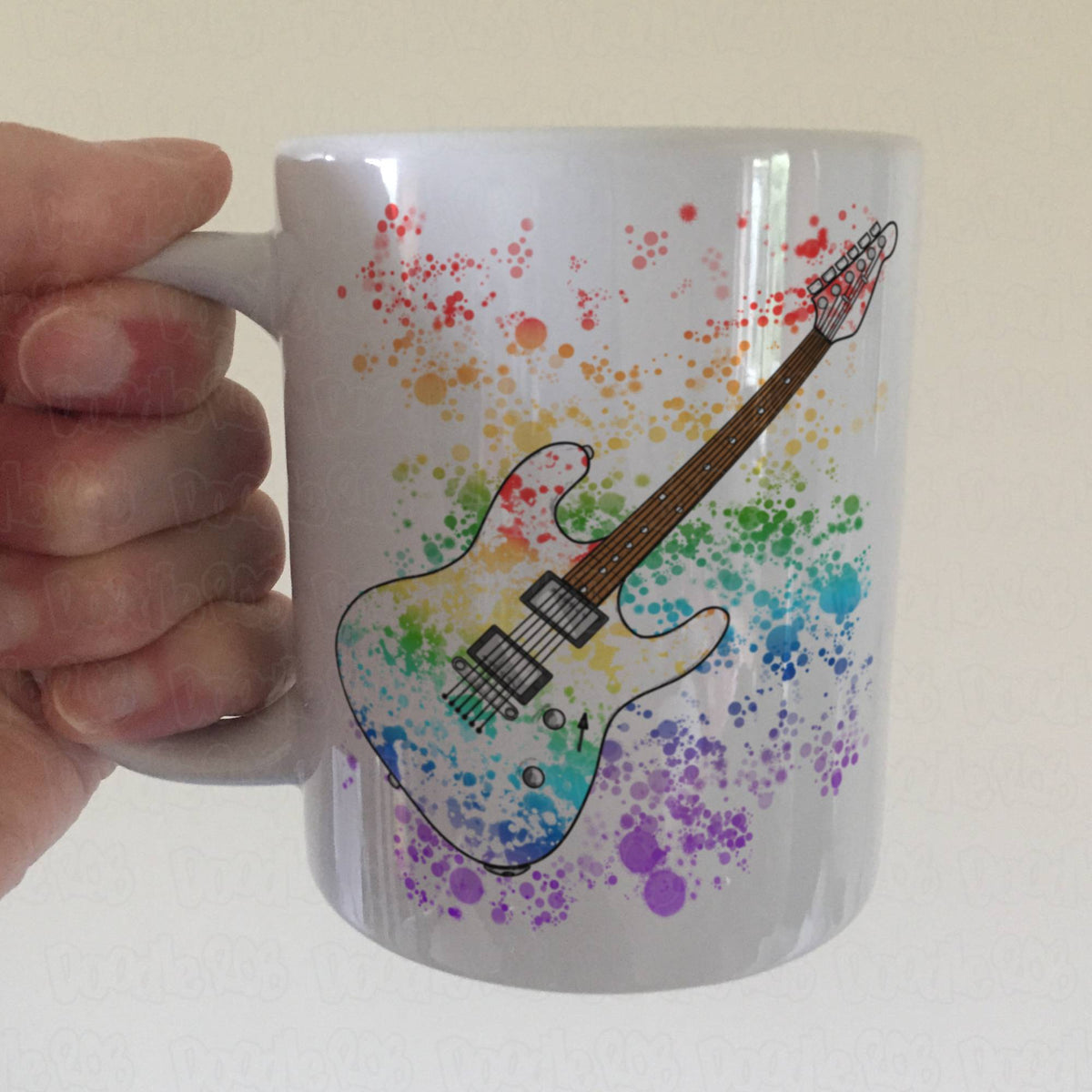 Electric Guitar Rainbow Mug - Guitarist Gift - Guitar Teacher Mug - Gift For Musician