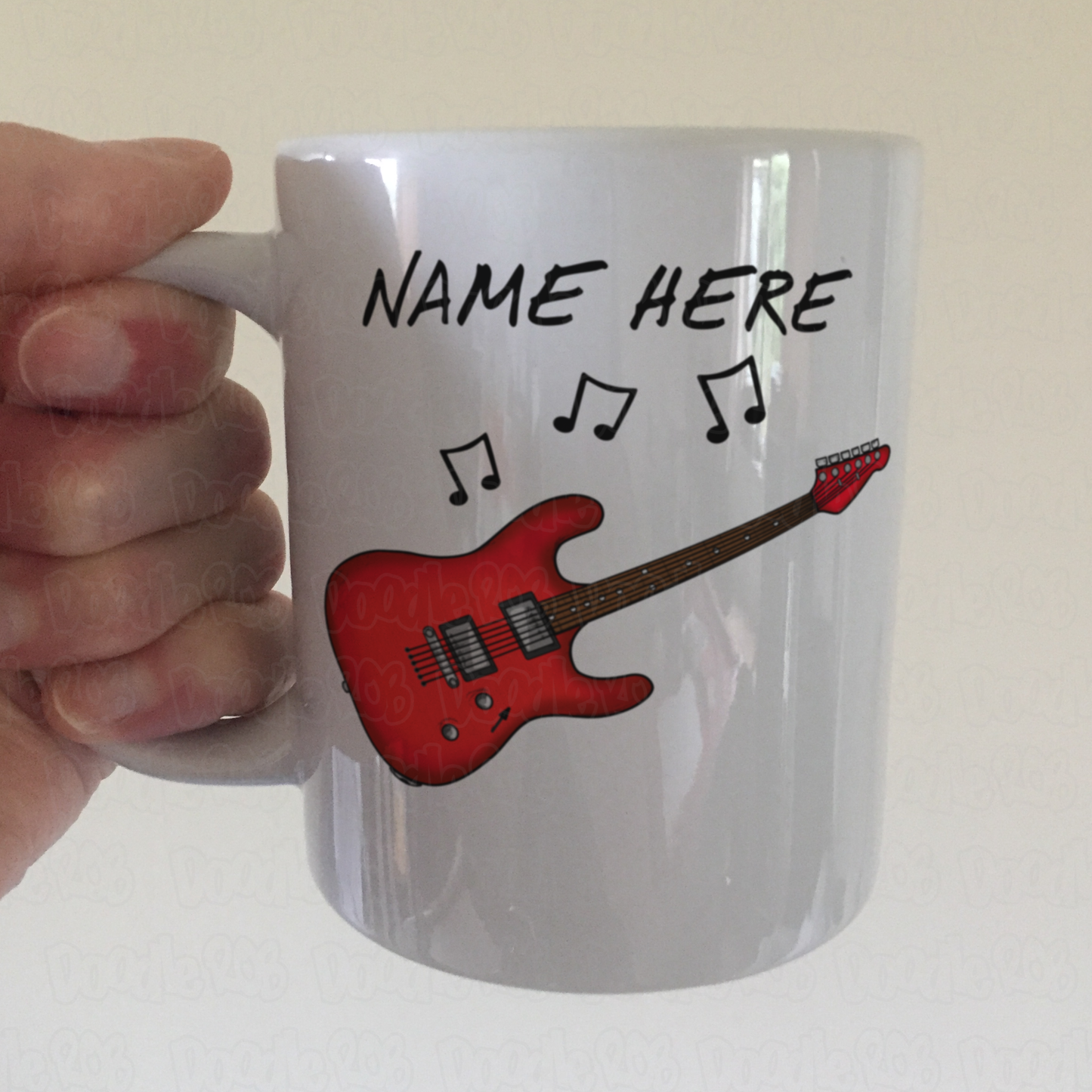 Custom Electric Guitar Mug (Red) - Gift For Electric Guitarist - Guitar Teacher Mug