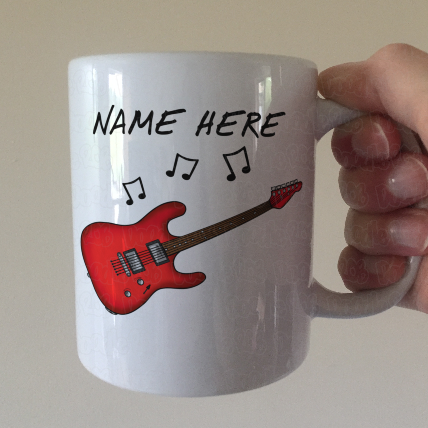 Custom Electric Guitar Mug (Red) - Gift For Electric Guitarist - Guitar Teacher Mug