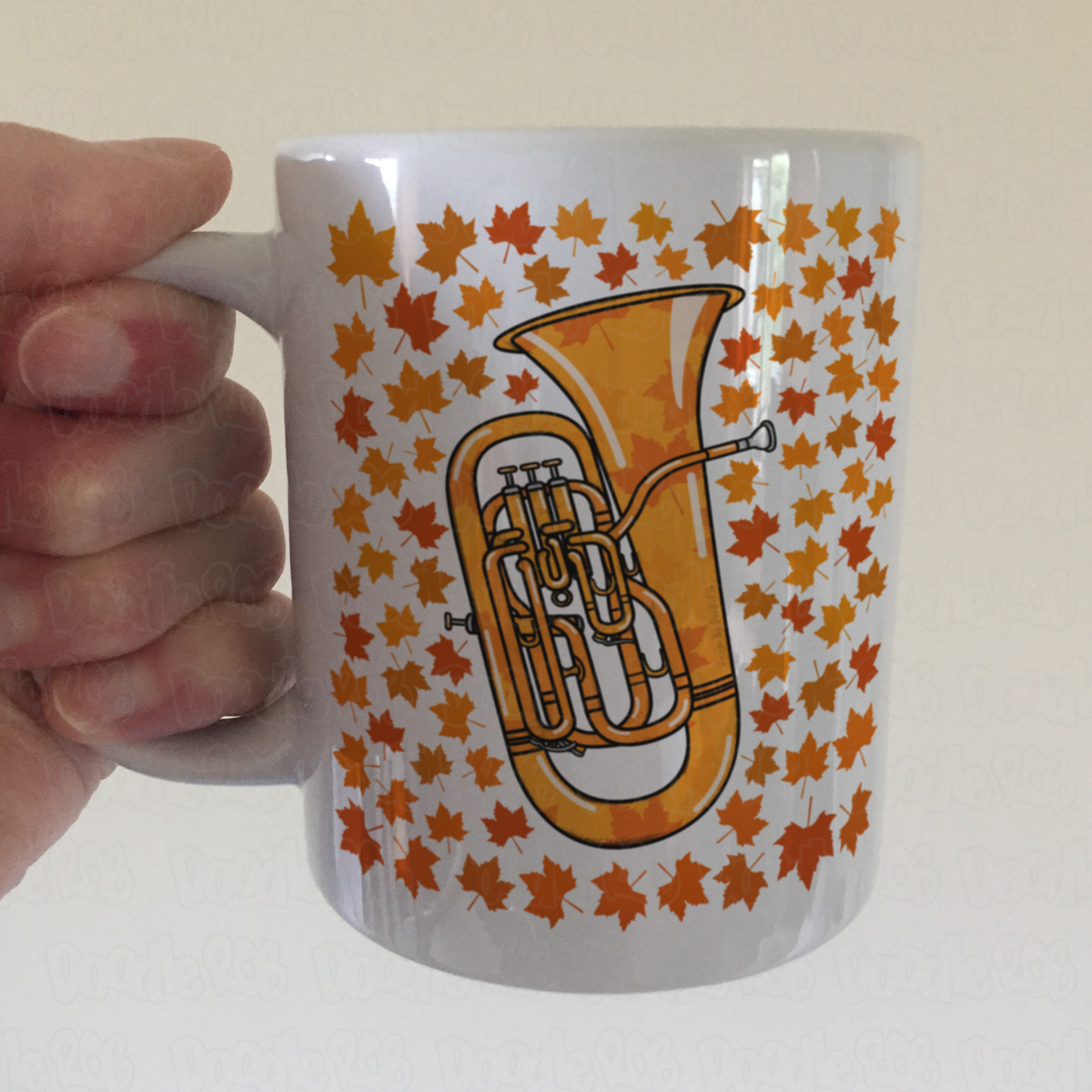Autumn Euphonium Mug (Leaves) - Gift For Euphoniumist - Brass Musician Gift For Fall or Thanksgiving