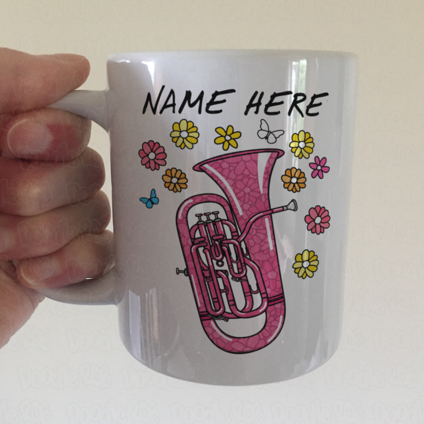 Floral Euphonium Mug - Custom Euphonium Mug - Personalised Brass Musician Gift